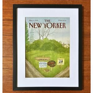 Framed 1986 New Yorker Magazine Cover May 5 Artists Roadside Signs Martin Orig